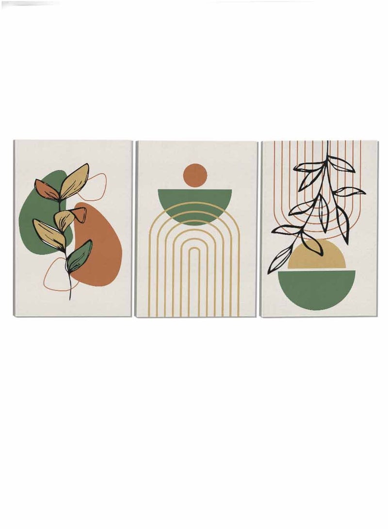 LOWHA Set Of 3 Framed Canvas Wall Arts Stretched Over Wooden Frame Botanical Abstract Paintings For Home Living Room Office Decor - Image 4