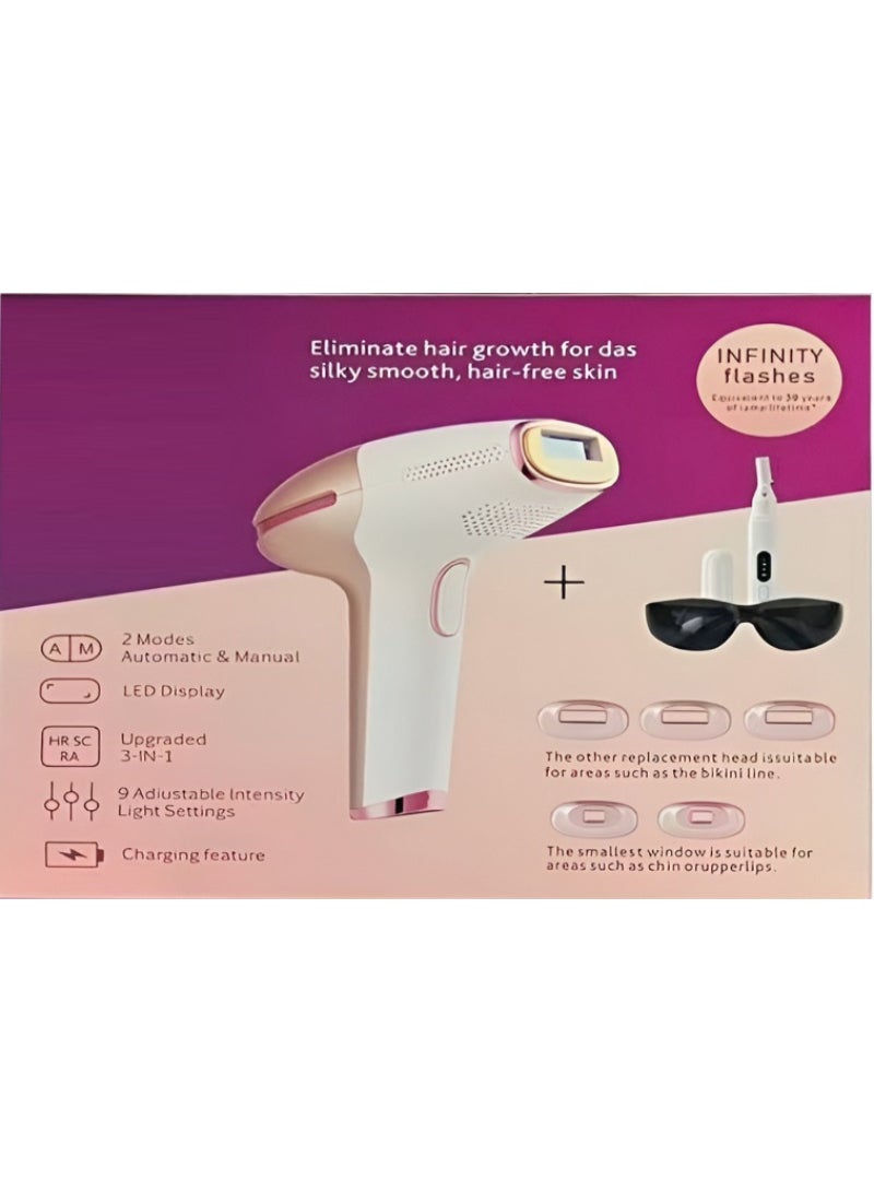 Infinity Flash IPL Hair Removal Device Professional At-Home Laser Hair Remover with 5 Intensity Levels & Specialized Attachments for Body, Face, and Bikini
