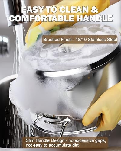 Cooks Standard أواني الطهي القياسية من الفولاذ المقاوم للصدأ، وعاء مرق احترافي سعة 20 كوارت مع غطاء، فضي - Image 5
