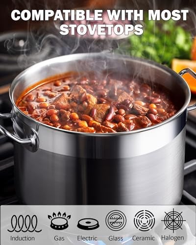 Cooks Standard أواني الطهي القياسية من الفولاذ المقاوم للصدأ، وعاء مرق احترافي سعة 20 كوارت مع غطاء، فضي - Image 2