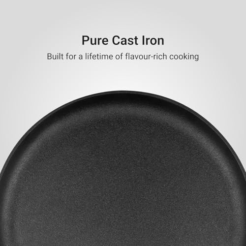 Stahl Blacksmith Signature 28cm Dosa Tawa | Flat Cast Iron Pan for Dosas, Pancakes, Chilas, and More | Pre-Seasoned, Induction & Gas Compatible | Acacia Wood Handle - Image 2