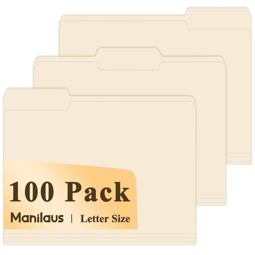 Manilaus Manila Folders 85 x 11 13 Cut File Folders Letter Size Manilla File Folders 85 x 11 Pack of 100 Paper Folders for Documents Business School Classroom and Office Supplies - Image 1