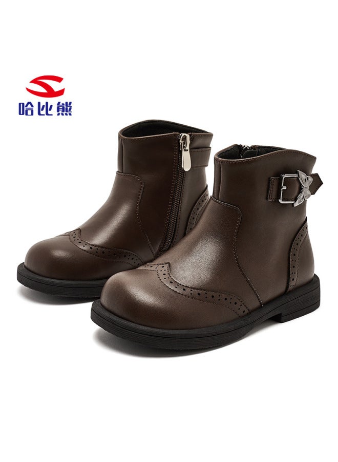Habibie Children's Shoes Girls Martin Boots Spring And Autumn New Girls Brock Simple Soft Boots A Generation Of Hair
