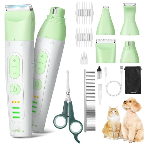 SUPRENT Dog Grooming Kit 4 in 1 Dog Clippers for Grooming Supplies Cordless Electric Pet Nail Grinder Cat Paw Trimmer Professional Long Hair Shaver Set for Cat Matted Hair and Small Dogs Thick Coats - Image 1