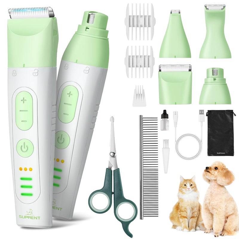 SUPRENT Dog Grooming Kit 4 in 1 Dog Clippers for Grooming Supplies Cordless Electric Pet Nail Grinder Cat Paw Trimmer Professional Long Hair Shaver Set for Cat Matted Hair and Small Dogs Thick Coats - Image 2