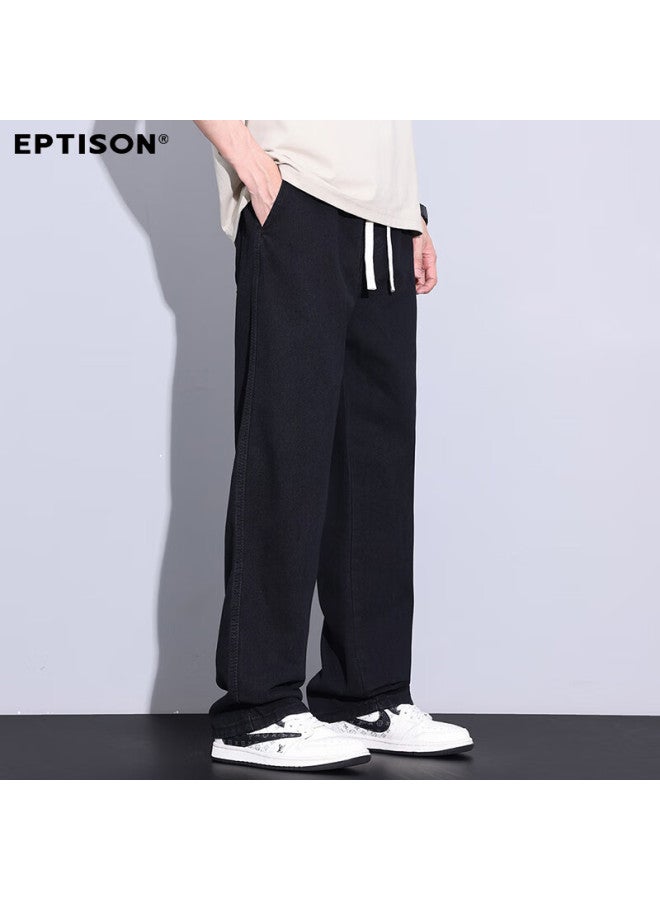 EPTISON Yipintiancheng High Street Wide-leg Jeans For Men, Autumn New Loose Straight Pants, Elastic Waist Drawstring Tie Pants For Me - Image 3