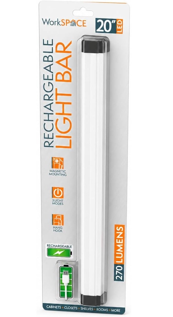 Hasanat Essentials 20" Rechargeable LED Light Bar - 270 Lumens Magnetic Under Cabinet Light - Image 1