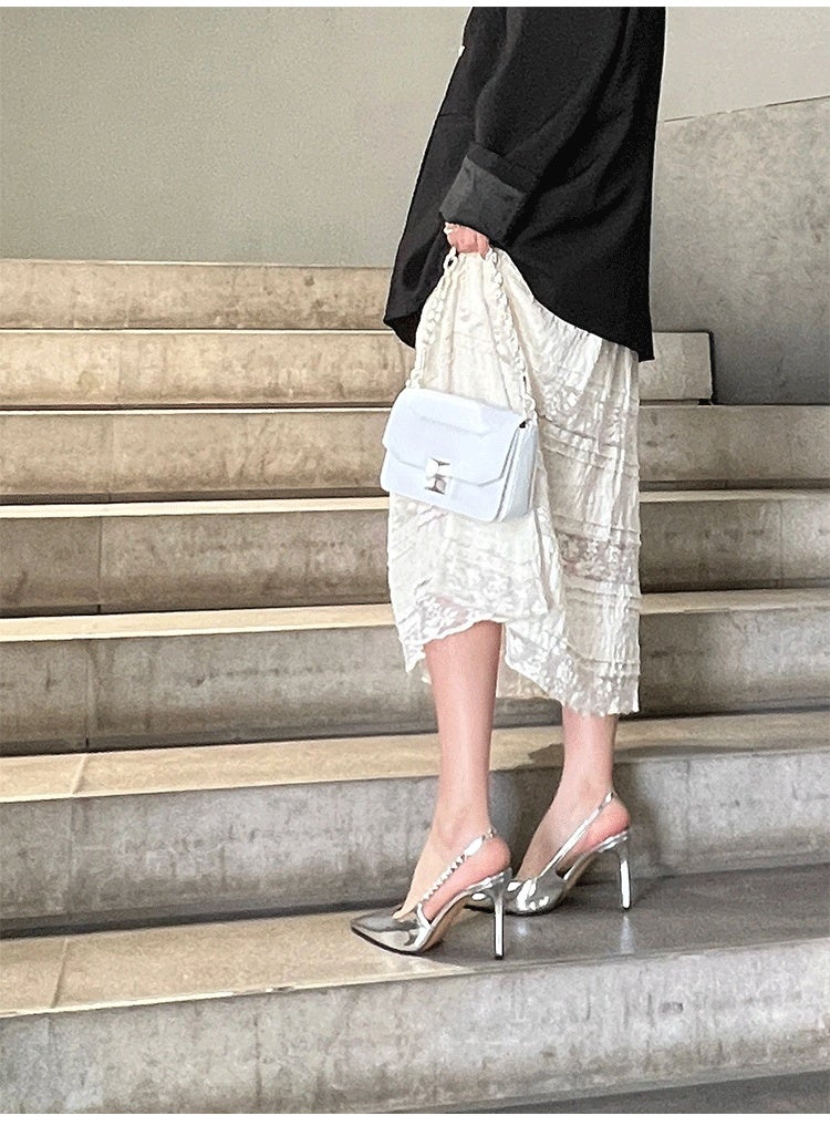 Women's Pointed Toe Rhinestone Slingback Stiletto Heels - Image 5