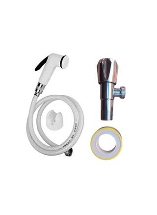 Italian bidet with 1.2 cm white hose and stainless steel angle valve, including Teflon
