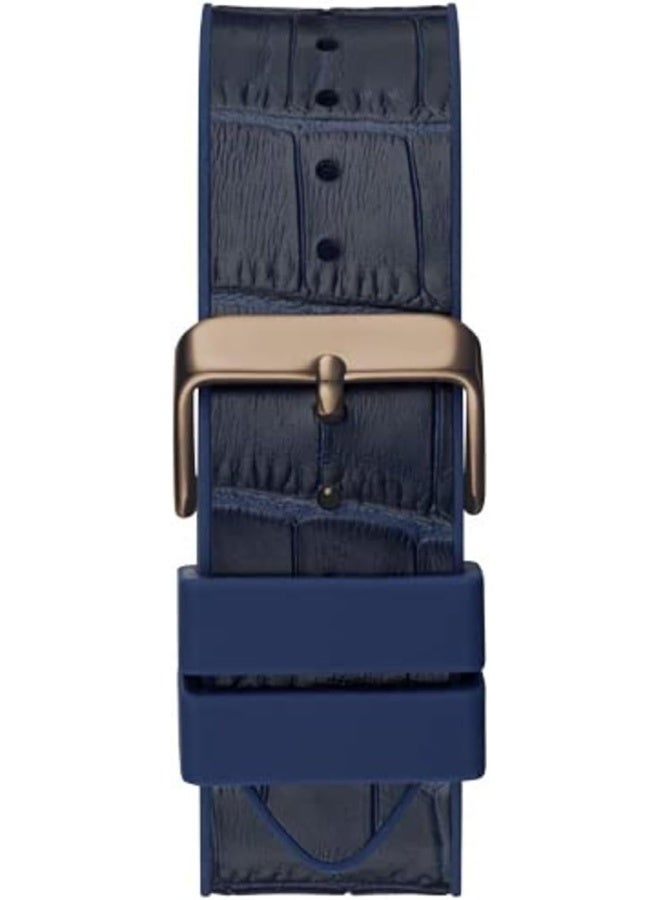 GUESS ساعة GUESS للرجال متعددة الوظائف 43 مم - حزام أزرق قرص أزرق علبة بنية - Image 3