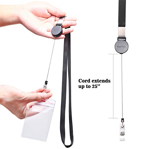 Kaptron Polyester ID Lanyard (5 Pack) - 20 Inch Flat with Retractable Badge Reel and Vertical Name Badge Holder for Offices, School, Driver Licence - Image 4