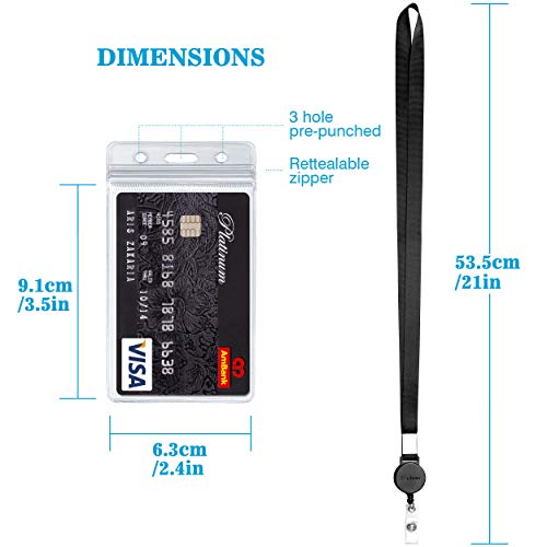 Kaptron Polyester ID Lanyard (5 Pack) - 20 Inch Flat with Retractable Badge Reel and Vertical Name Badge Holder for Offices, School, Driver Licence - Image 3