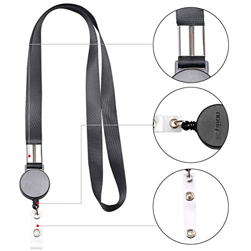 Kaptron Polyester ID Lanyard (5 Pack) - 20 Inch Flat with Retractable Badge Reel and Vertical Name Badge Holder for Offices, School, Driver Licence - Image 2