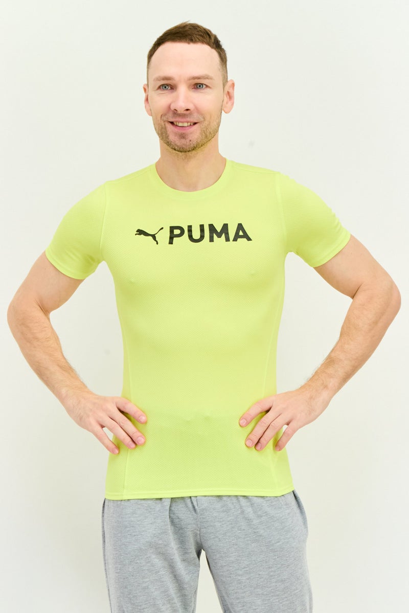 PUMA Men Sportswear Fit Short Sleeves Training T-Shirt, Lime Yellow - Image 1