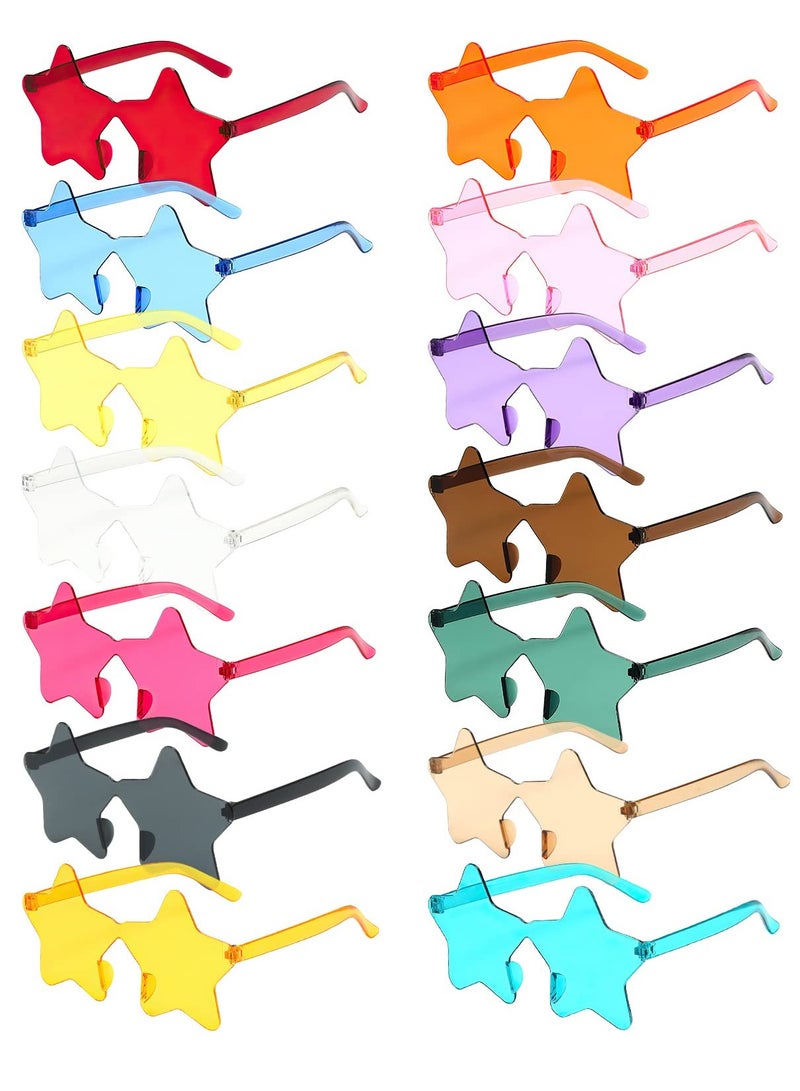 14 Pairs Star Shaped Rimless Sunglasses Frameless Star Sunglasses Transparent Candy Colour Glasses Tinted Eyewear Bachelorette Party Favours Photo Booth Props - Image 1