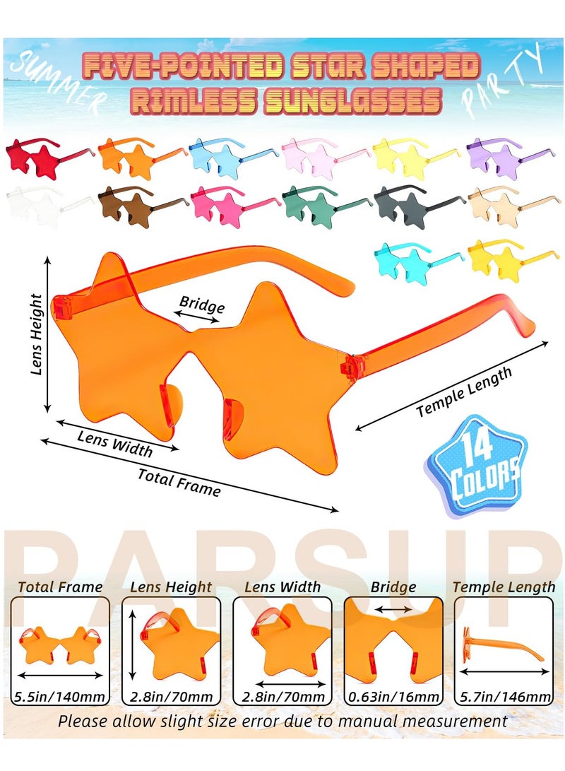 14 Pairs Star Shaped Rimless Sunglasses Frameless Star Sunglasses Transparent Candy Colour Glasses Tinted Eyewear Bachelorette Party Favours Photo Booth Props - Image 2
