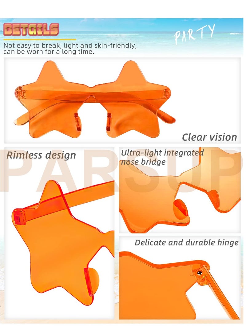 14 Pairs Star Shaped Rimless Sunglasses Frameless Star Sunglasses Transparent Candy Colour Glasses Tinted Eyewear Bachelorette Party Favours Photo Booth Props - Image 3