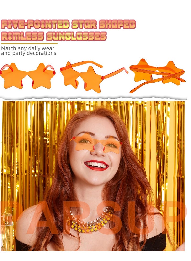 14 Pairs Star Shaped Rimless Sunglasses Frameless Star Sunglasses Transparent Candy Colour Glasses Tinted Eyewear Bachelorette Party Favours Photo Booth Props - Image 4