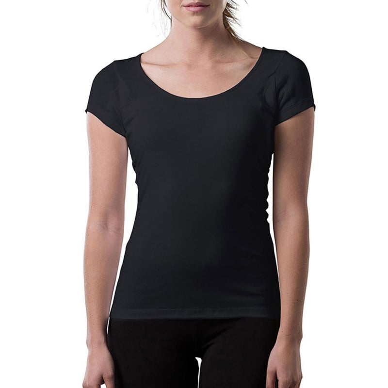 THOMPSON TEE Womens Sweatproof Undershirt Cotton Scoop Neck TShirt with Underarm Sweat Pads Original Fit AluminumFree Alternative Black XXLarge - Image 2