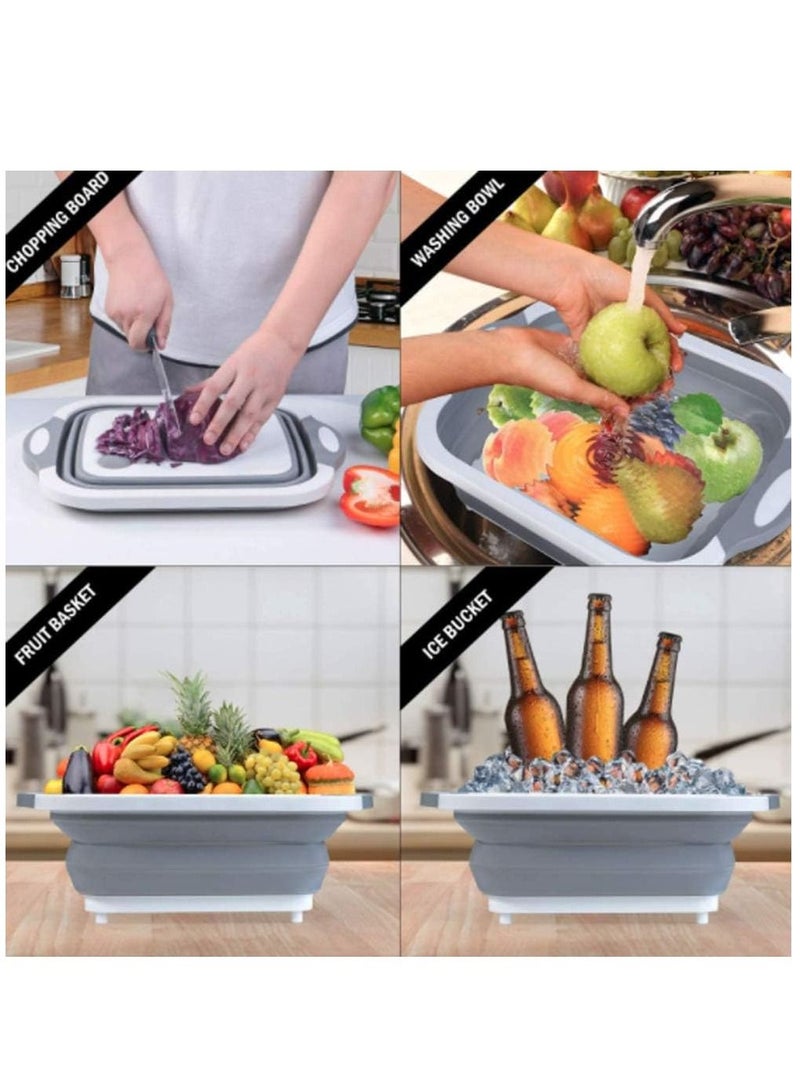 Collapsible Cutting Board with Built-in Colander & Dish Tub – Multi-Functional Foldable Silicone Plastic Washing Basket for Kitchen, Camping, Picnic, BBQ, Food Prep & Storage – Space-Saving Design for Home & Outdoor Use - Image 5