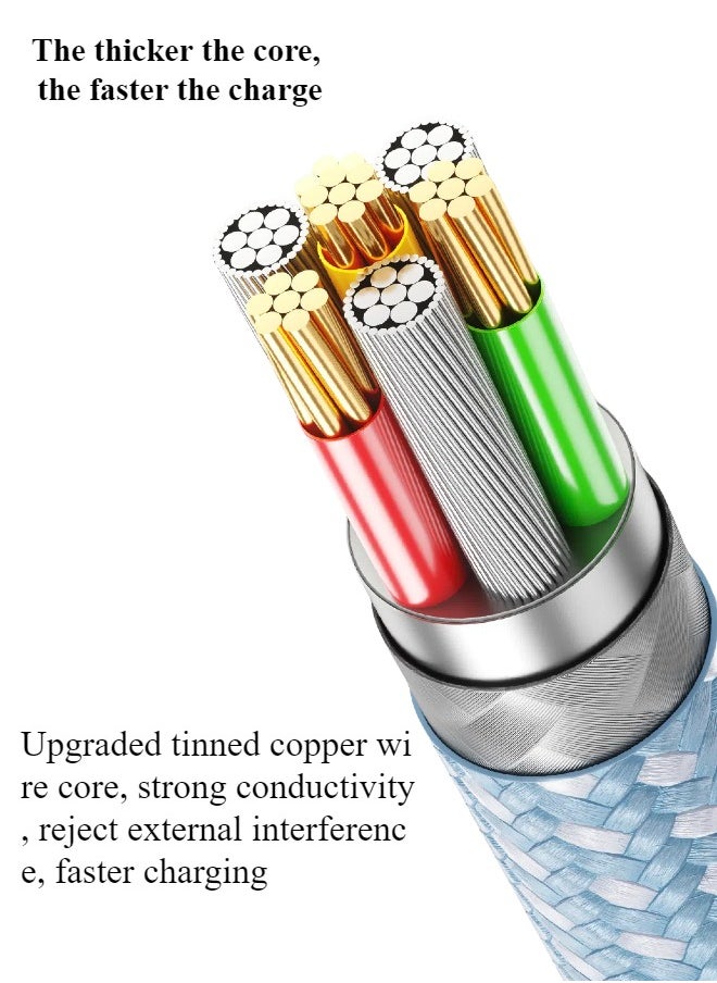 Generic - Type C  6A Super Fast Charging Braided Data Cable 1.5M Blue for iPhone 15/15Pro/15Max, iPad, Huawei P60/P50/P40/Mate30/20/10, Samsung S23/22/21, Xiaomi M13/M12/M11, Oppo, etc. - Image 1