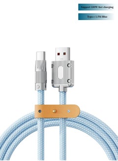 Type C  6A Super Fast Charging Braided Data Cable 1.5M Blue for iPhone 15/15Pro/15Max, iPad, Huawei P60/P50/P40/Mate30/20/10, Samsung S23/22/21, Xiaomi M13/M12/M11, Oppo, etc.