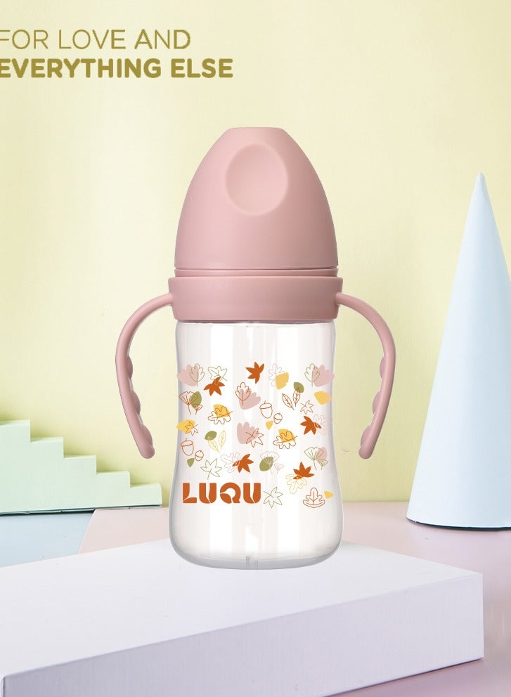 LuQu PP Feeding Bottle with Handle , 240ML ,Nipple size- L, 6+ months. - Image 2