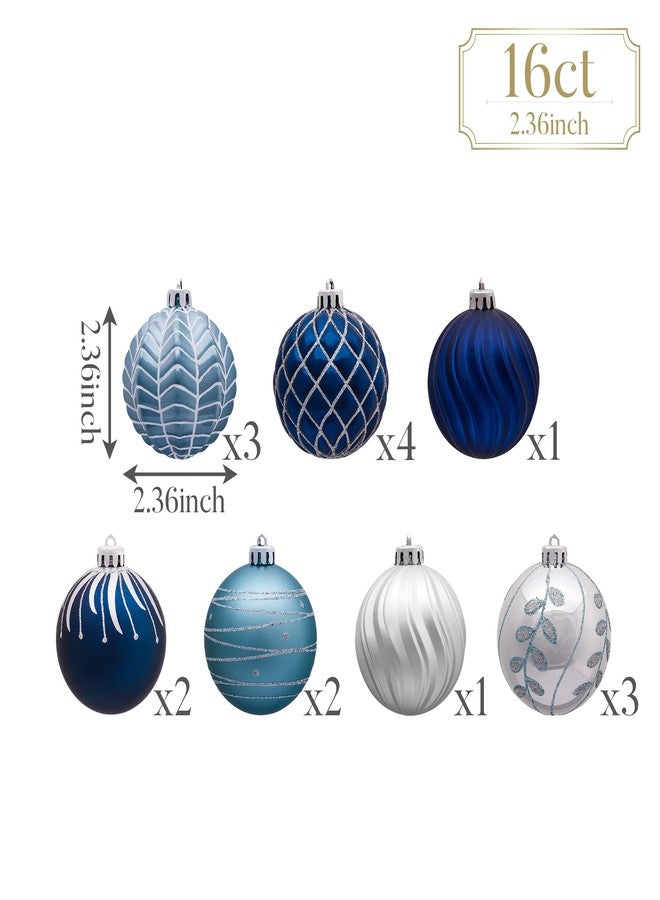 Valery Madelyn Christmas Ornaments Set, 16ct Navy Blue and Silver Shatterproof Christmas Tree Decorations Ball Ornaments Bulk, 2.36 Inches Elegant Hanging Ornaments for Xmas Trees Decor - Image 3