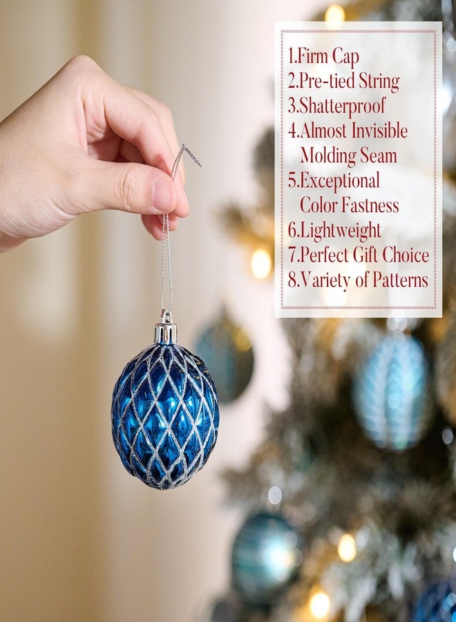 Valery Madelyn Christmas Ornaments Set, 16ct Navy Blue and Silver Shatterproof Christmas Tree Decorations Ball Ornaments Bulk, 2.36 Inches Elegant Hanging Ornaments for Xmas Trees Decor - Image 5