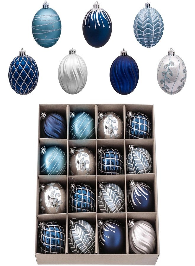 Valery Madelyn Christmas Ornaments Set, 16ct Navy Blue and Silver Shatterproof Christmas Tree Decorations Ball Ornaments Bulk, 2.36 Inches Elegant Hanging Ornaments for Xmas Trees Decor - Image 1