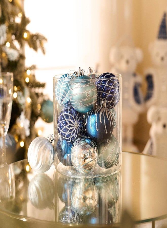Valery Madelyn Christmas Ornaments Set, 16ct Navy Blue and Silver Shatterproof Christmas Tree Decorations Ball Ornaments Bulk, 2.36 Inches Elegant Hanging Ornaments for Xmas Trees Decor - Image 4