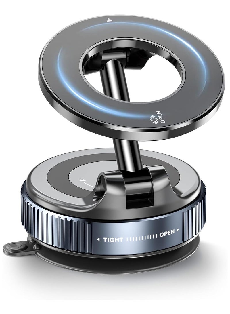 Concretization Vacuum Suction Magnetic Phone Holder for Magsafe [89+LBS Strongest Suction] 360° Adjustable Car Phone Mount & Retractable Vacuum Cell Phone Holders for All Phones Car/Mirror/Gym-Black - Image 1