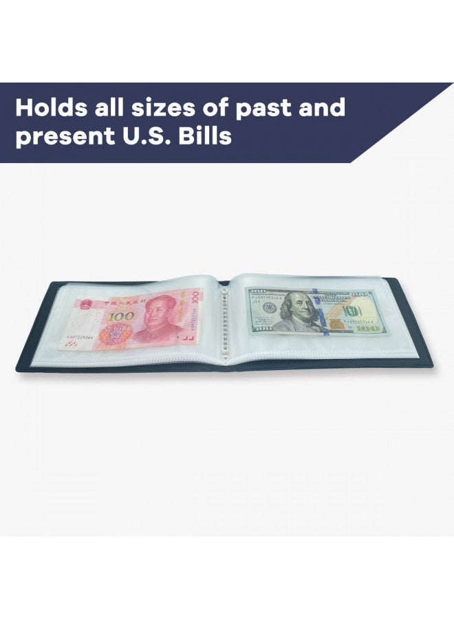 Smatagee Paper Money World Currency Collection Album Book Binder,40 Pockets Dollar Holders Sleeves for Protector/Collector,Saving Challenge for Travel Bill/Banknote/Stamp/Cash-Fits Large Bills,6 Pcs Coin Flip - Image 1
