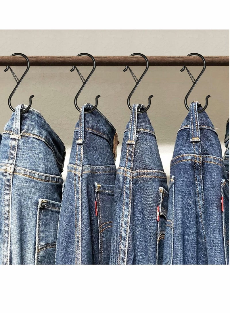 S Hooks for Hanging, Heavy Duty S Hooks with Safety Buckle S Shaped Hooks Kitchen Pot Rack Hooks Closet Hooks for Hanging Plants, Clothes, Kitchen Utensil, Pots and Pans, Bags (8 Pack, Black) - Image 4