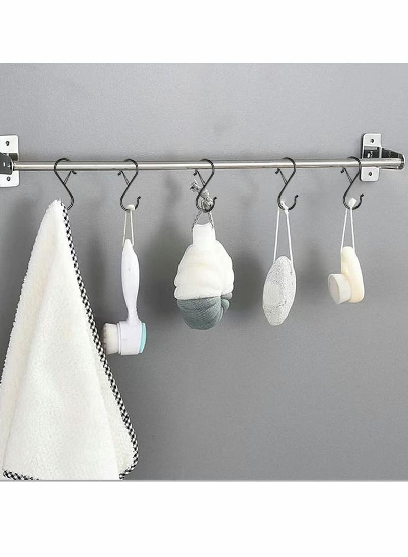 S Hooks for Hanging, Heavy Duty S Hooks with Safety Buckle S Shaped Hooks Kitchen Pot Rack Hooks Closet Hooks for Hanging Plants, Clothes, Kitchen Utensil, Pots and Pans, Bags (8 Pack, Black) - Image 5