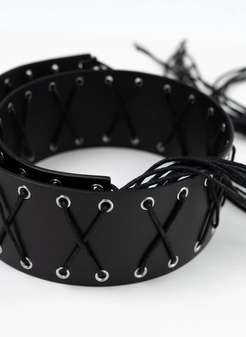 Lichi  Decorative eco-leather belt with matching ties for Women | Best Price UAE