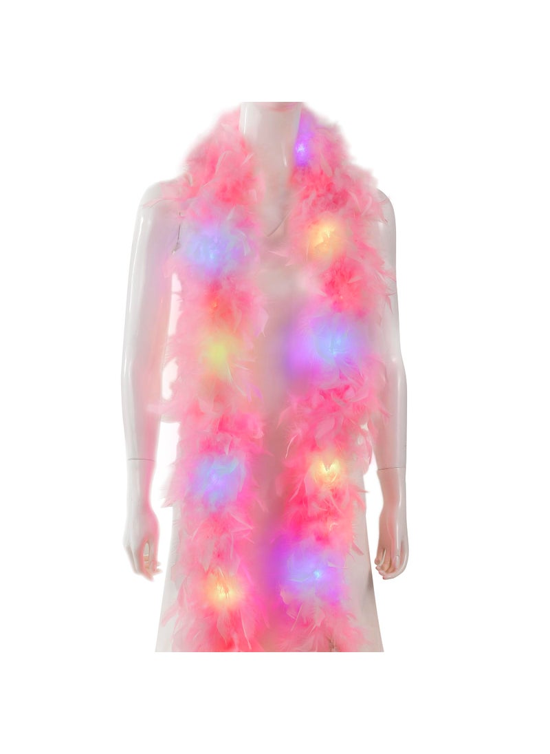 Larryhot Larryhot Chandelle Pink Feather Boa  2Yards 75g Colorfu 20 LED Lights Boas for PartyWeddingHalloween CostumeChristmas Tree and Home Decoration Light Pink 