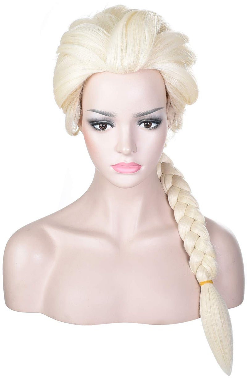 morvally Women Blonde Braided Ponytail Wig for Princess Cosplay Costume Halloween - Image 1