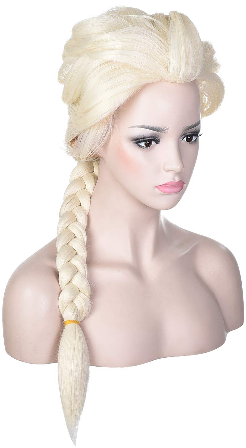 morvally Women Blonde Braided Ponytail Wig for Princess Cosplay Costume Halloween - Image 2