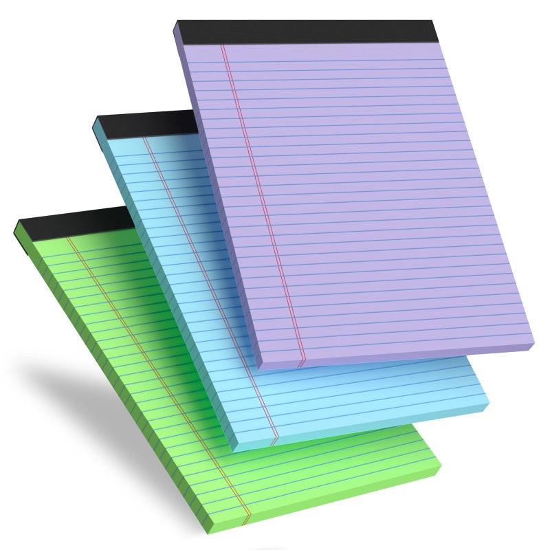 Aidunmis Colored Legal Pads, 3 Pack Writing Pads 8.5 x 11, Pink Note Pads 8.5 x 11 College Ruled, Easy Tear-Off, Note Pads Lined Paper Pads 8-1/2 x 11 Notebook Paper for Office Supplies, 25 Sheets/Pad - Image 1
