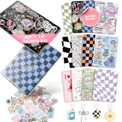 Kaciola 12PCS Inserts Cardstock for E-reader, 50PCS Stickers for Clear Case Insert, 6.9"x4.8" Bookish Girlie Theme Inserts Compatible with Paper White11th-12th Gen, E-Reader Gift for Booklover Reader - Image 1