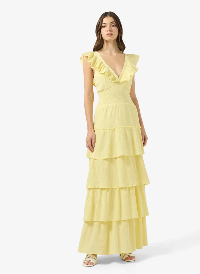 PRETTY LAVISH Ruffle Maxi Dress