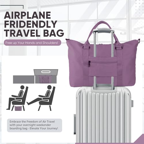 Easyfun Travel Duffle Bag, Weekender Travel Bag Men Small Gym Bag for Women, Hospital Bag for Labor and Delivery, Overnight Bag Luggage Bag with Trolley Sleeve, Airplane Travel Essentials for Flying(Purple) - Image 2