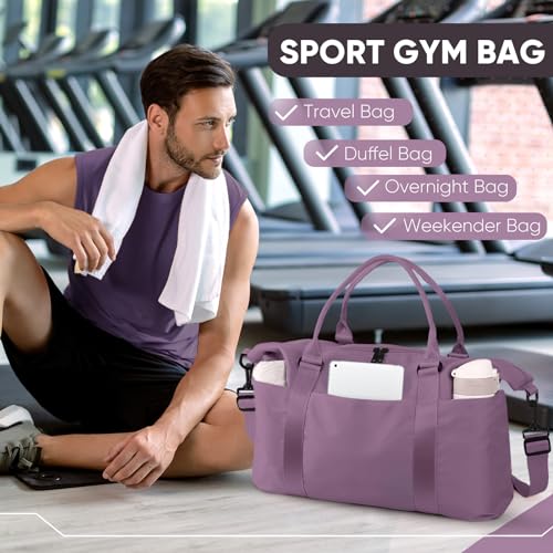 Easyfun Travel Duffle Bag, Weekender Travel Bag Men Small Gym Bag for Women, Hospital Bag for Labor and Delivery, Overnight Bag Luggage Bag with Trolley Sleeve, Airplane Travel Essentials for Flying(Purple) - Image 5