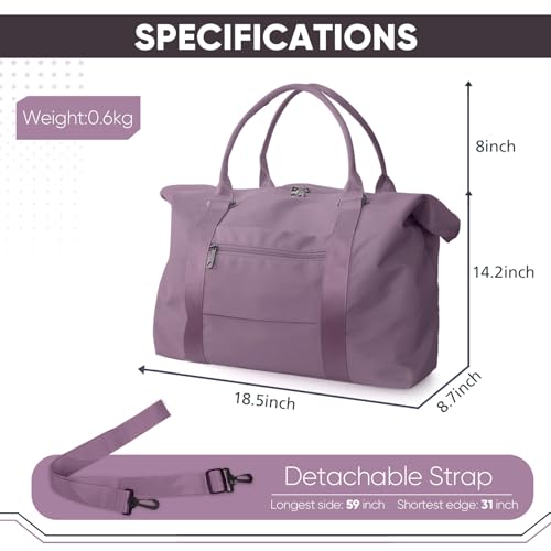 Easyfun Travel Duffle Bag, Weekender Travel Bag Men Small Gym Bag for Women, Hospital Bag for Labor and Delivery, Overnight Bag Luggage Bag with Trolley Sleeve, Airplane Travel Essentials for Flying(Purple) - Image 4