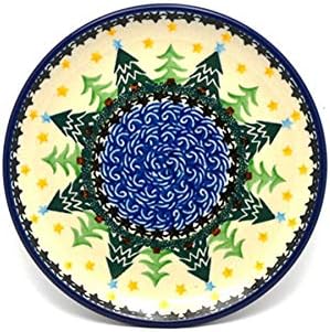 Polish Pottery Gallery Polish Pottery Plate  Bread  Butter 6 14  Christmas Trees - Image 1