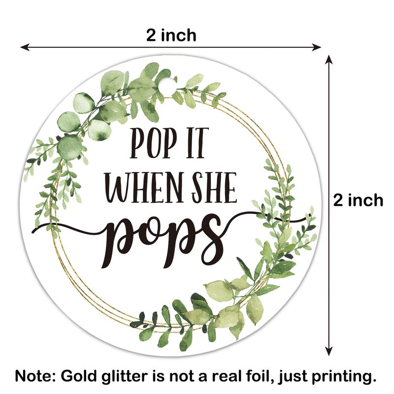 EKSPLODI Pop It When She Pops Bottle Tags, Champagne Baby Shower Favor Tags, Set of 50 with Golden Ribbon - Image 3