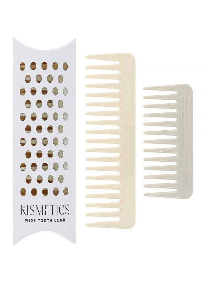 KISMETICS - One large, one small, two-piece Wide Tooth Comb，No Handle Detangler Accessories，Large Hair Detangling Comb for Curly, Straight,Wet Dry Hair（Creamy Beige,Light Gray） - Image 1