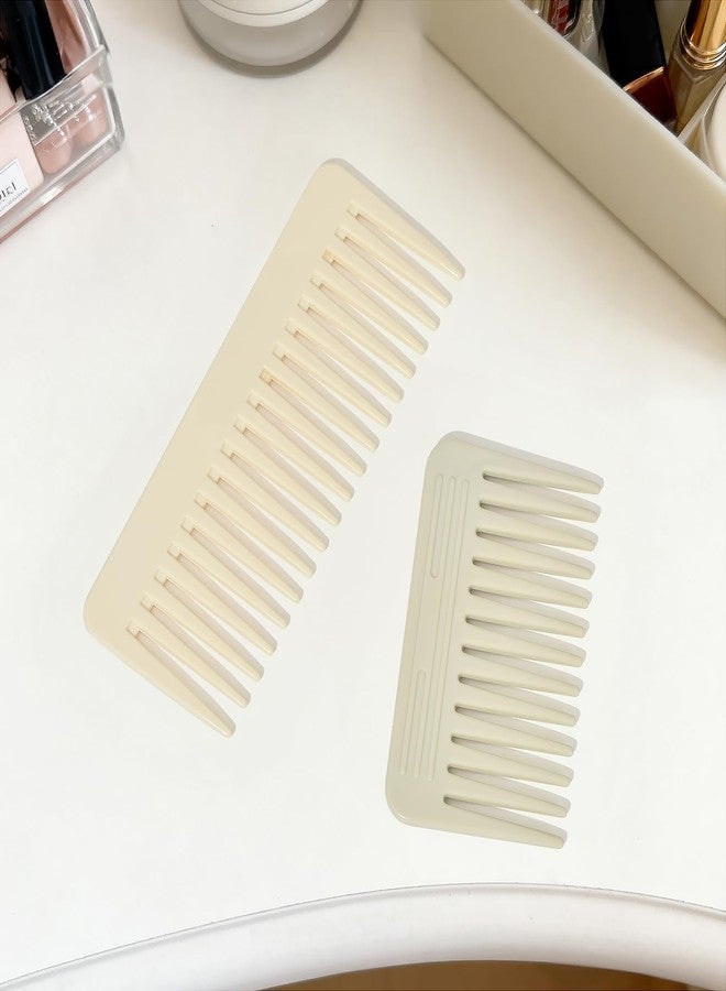KISMETICS - One large, one small, two-piece Wide Tooth Comb，No Handle Detangler Accessories，Large Hair Detangling Comb for Curly, Straight,Wet Dry Hair（Creamy Beige,Light Gray） - Image 2