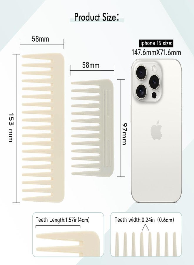 KISMETICS - One large, one small, two-piece Wide Tooth Comb，No Handle Detangler Accessories，Large Hair Detangling Comb for Curly, Straight,Wet Dry Hair（Creamy Beige,Light Gray） - Image 3